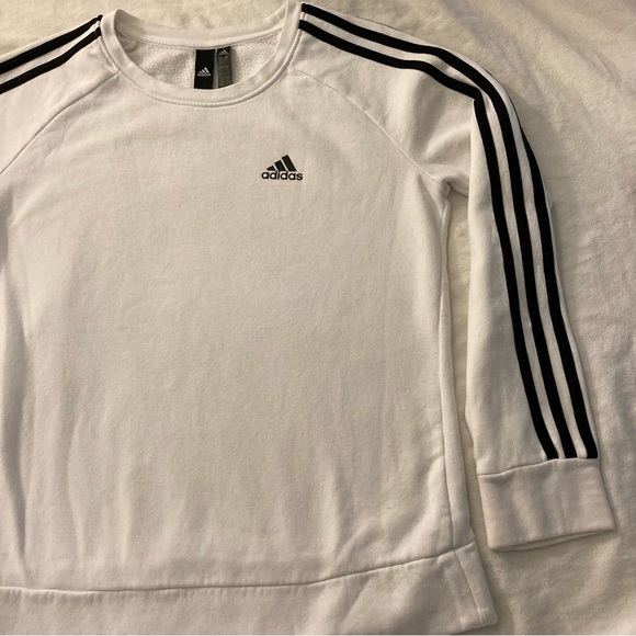 adidas Sweatshirt Classic Three Stripe Pullover Size Medium GUC - Picture 1 of 12